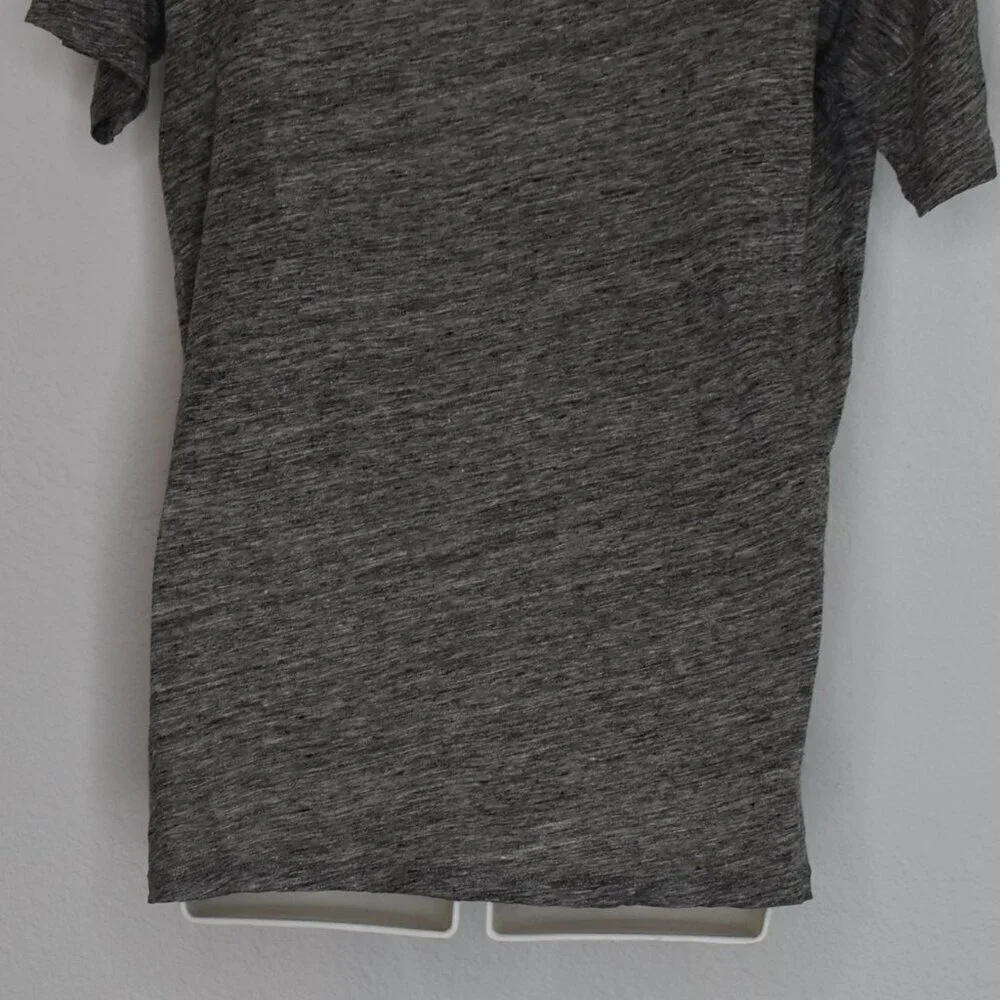 J Crew 100% Linen Graphic Tee Sz XS Tres Bien Relaxed Fit Slouchy Boho Beachy